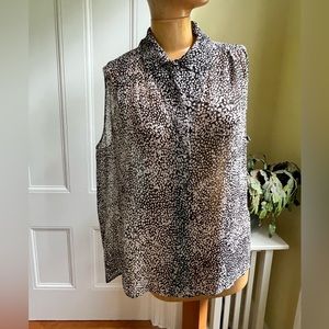 Alasdair NY silk black and white abstract snakeskin print sleeveless blouse M